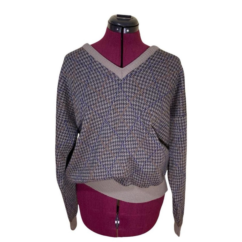 Vintage 80s/90s dad sweater argyle gray size L unisex